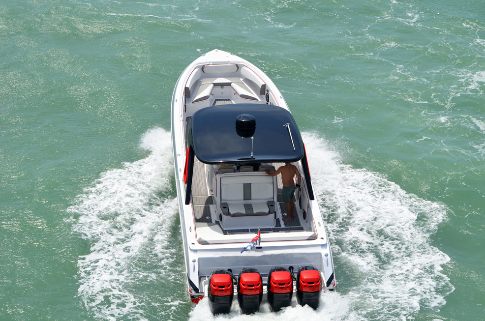 boat with four red engines in fort lauderdale florida